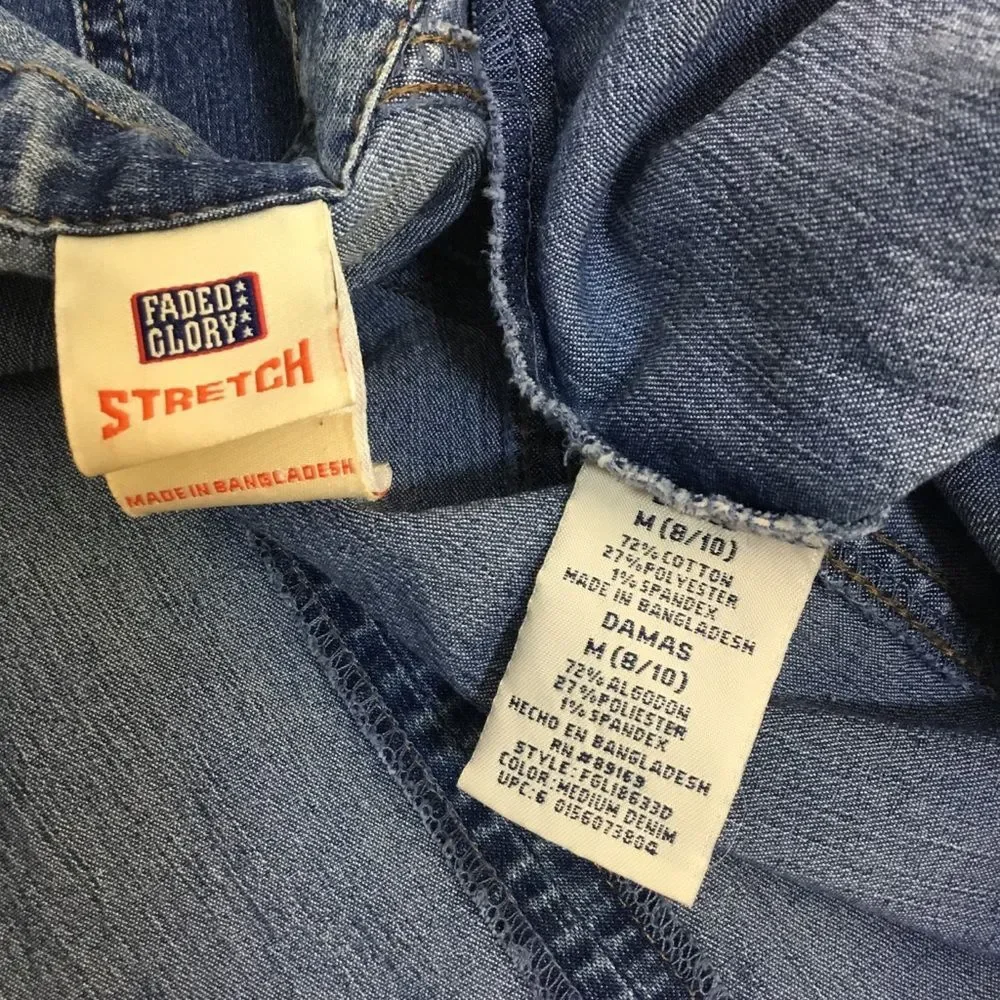 Medium blue denim jacket with belt at the waist western hippie boho size M - Picture 8 of 8